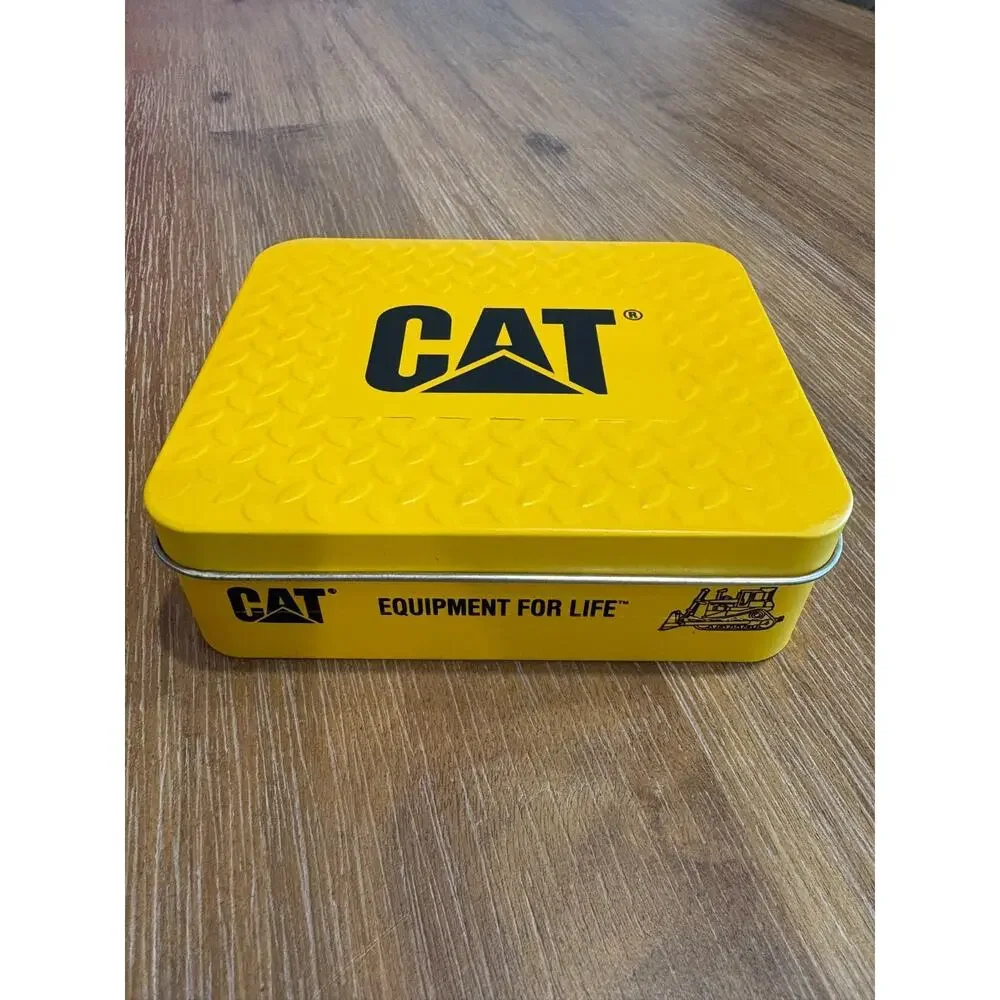 Mens CATERPILLAR CAT Black 100% Genuine Leather RFID Wallet Tin Gift NEW